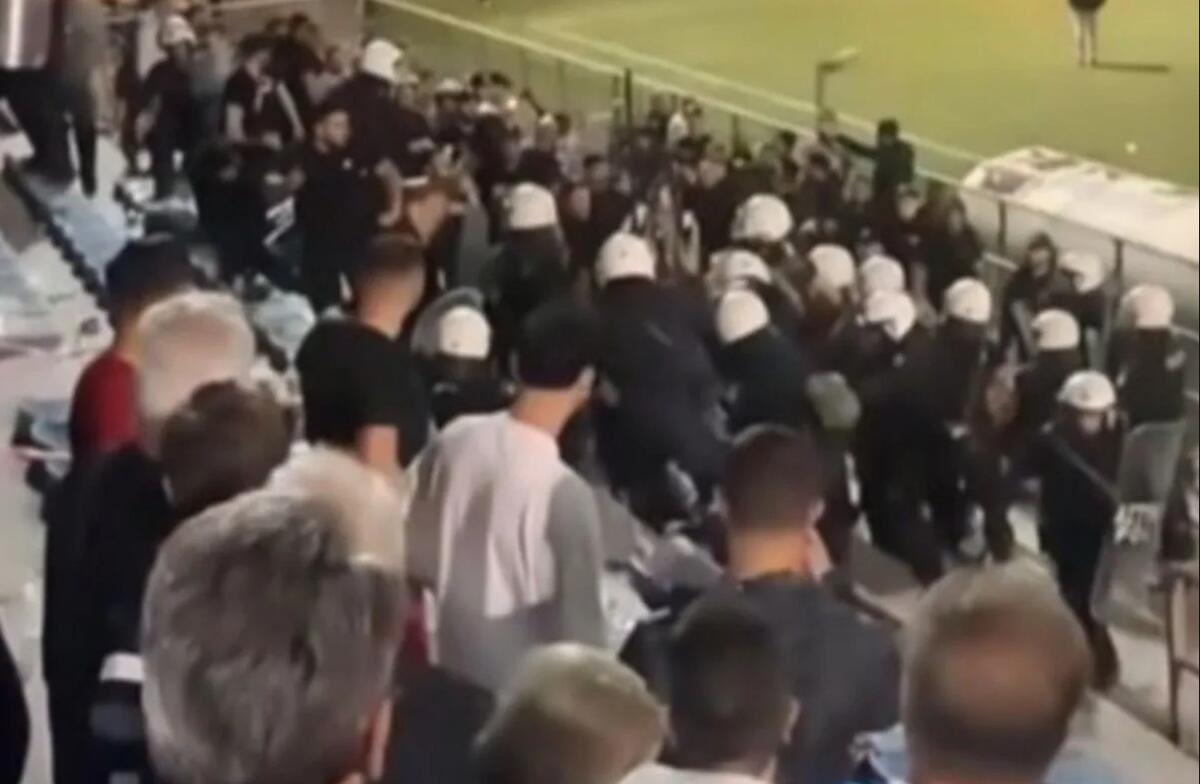 Άγριο ξύλο μεταξύ ΜΑΤ και οπαδών στον τελικό Κυπέλλου Ερασιτεχνών Αχαΐας thumb